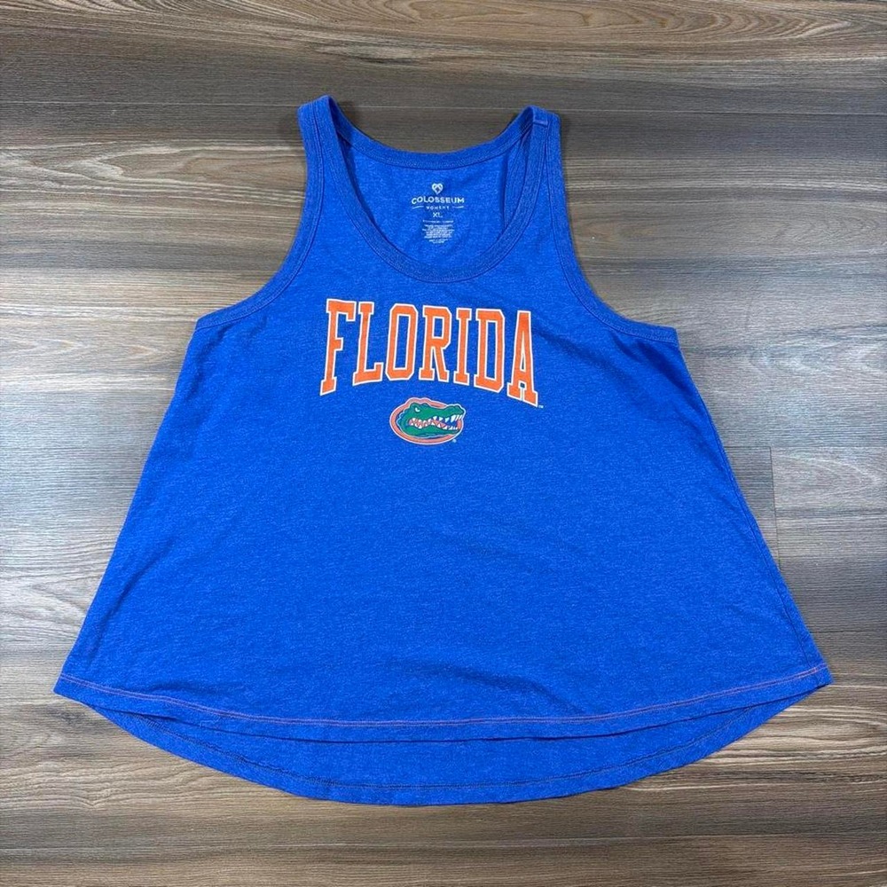 Blue Florida Gators tank top with orange 'FLORIDA' text and green & orange